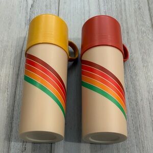 Retro Striped Thermos Set - Yellow and Red NEW